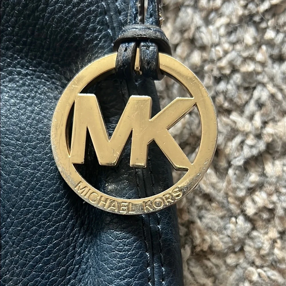 Michael Kors navy Leather Hobo with Gold Hardware